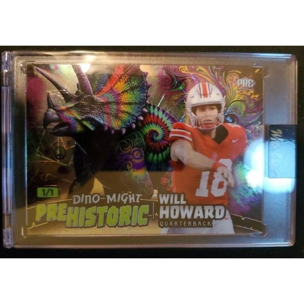 Will Howard 1/1 Dino-Might Prehistoric Football Card - Picture 1 of 2